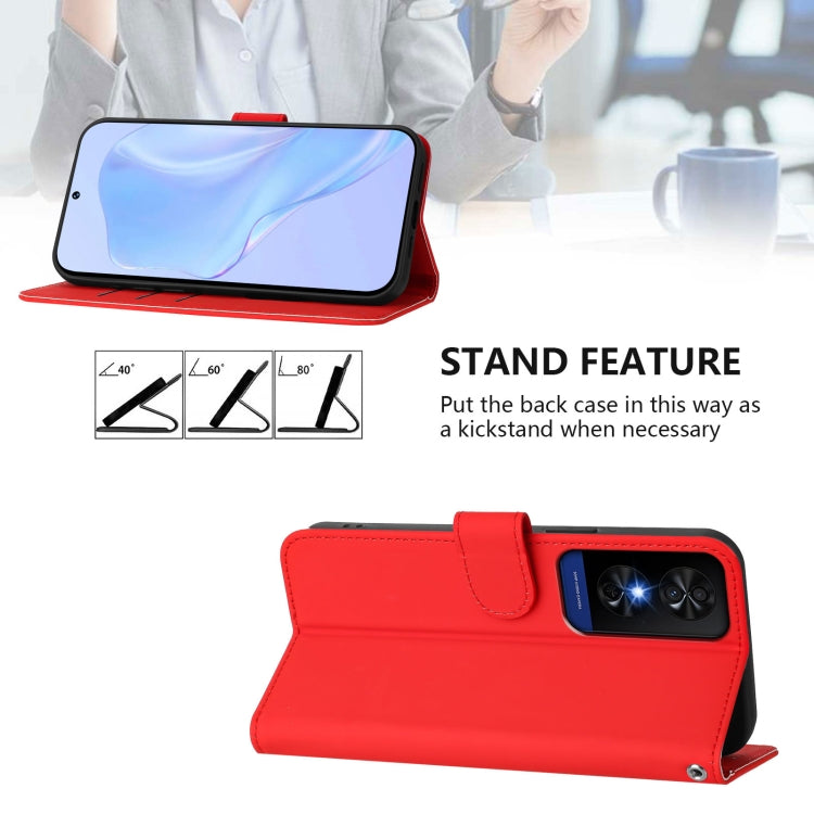 Funda de Cuero con Cordón para Teléfono TCL 50 5G / 50 Xe Nxtpaper 5G (Rojo)