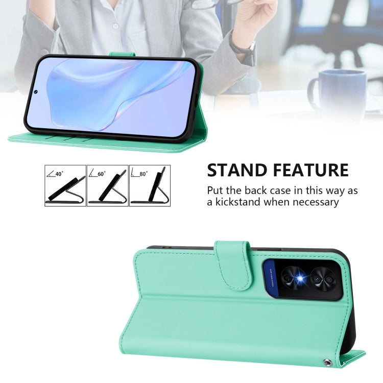 Funda de Cuero con Cordón para Teléfono TCL 50 5G / 50 Xe Nxtpaper 5G (Verde Menta)