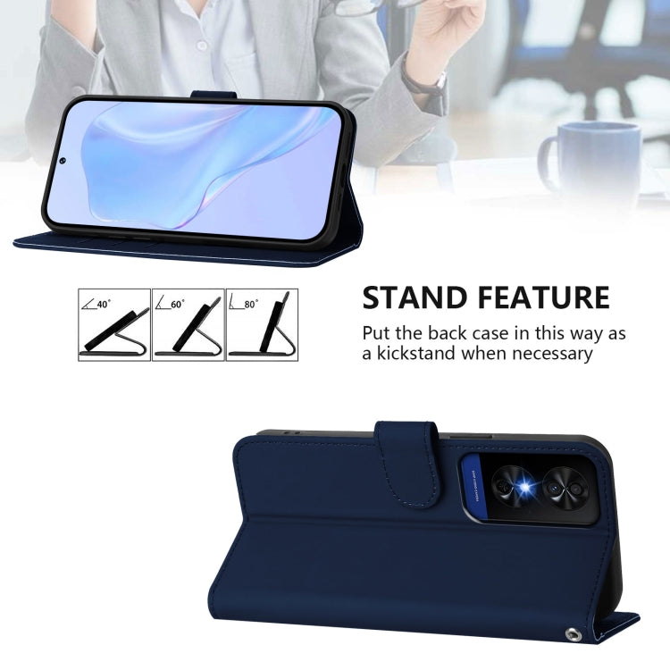 Funda de Cuero con Cordón para Teléfono TCL 50 5G / 50 Xe Nxtpaper 5G (Azul Marino)