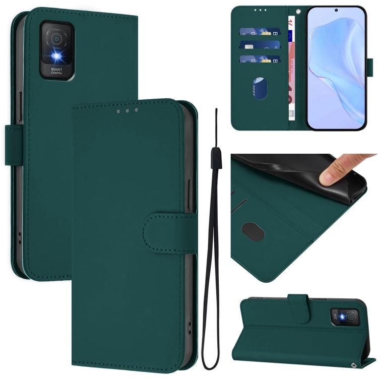 Funda de Piel Sintética para Teléfono TCL 403 con Cordón (Verde Oscuro)