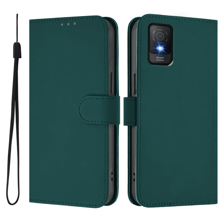 Funda de Piel Sintética para Teléfono TCL 403 con Cordón (Verde Oscuro)
