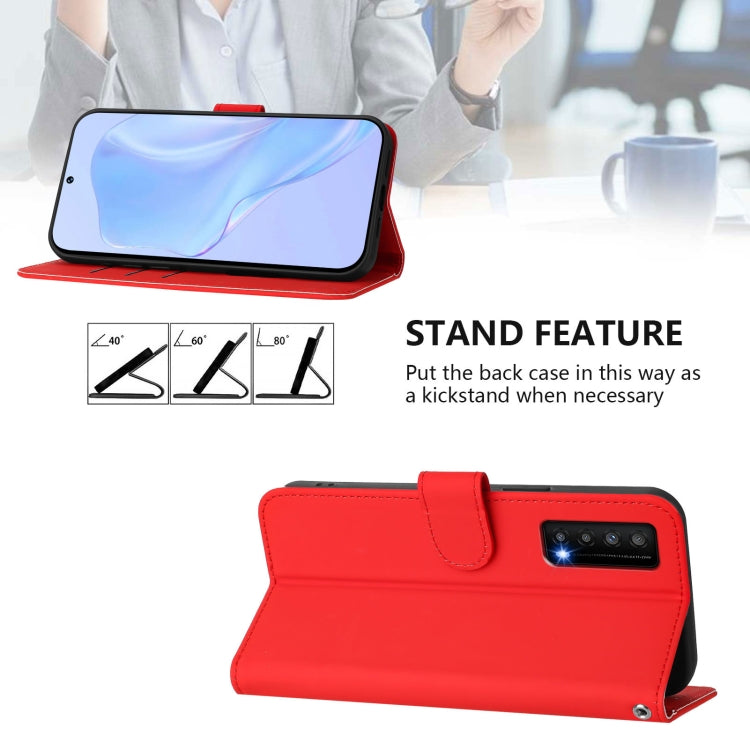 Funda de Cuero con Cordón para Teléfono TCL Stylus Skin Feel (Rojo)