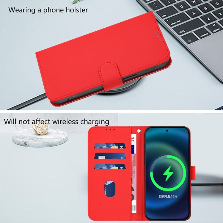 Funda de Cuero con Cordón para Teléfono TCL Stylus Skin Feel (Rojo)