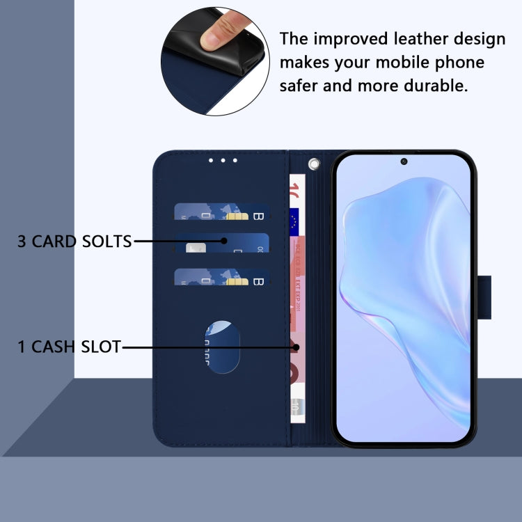 Funda de Cuero con Cordón para Teléfono TCL Stylus Skin Feel (Azul Marino)