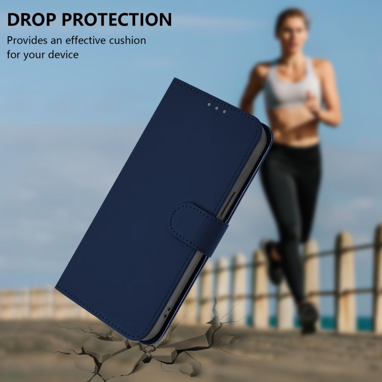 Funda de Cuero con Cordón para Teléfono TCL Stylus Skin Feel (Azul Marino)