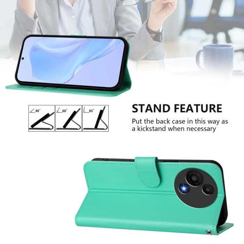 Funda de cuero con textura de piel y cordón para TCL 605/60 SE (verde)