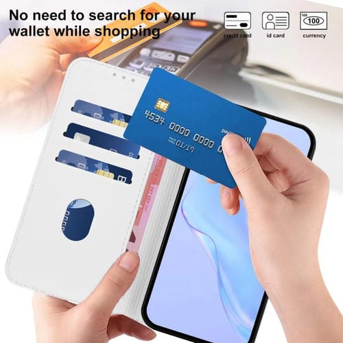 Funda de cuero con textura de piel y cordón para TCL 605/60 SE (blanco)