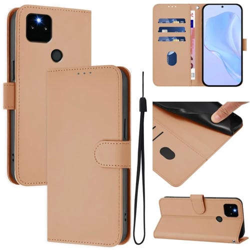 Funda de Piel con Cordón para Google Pixel 5A (Desnudo) Color Liso Tacto Sedoso