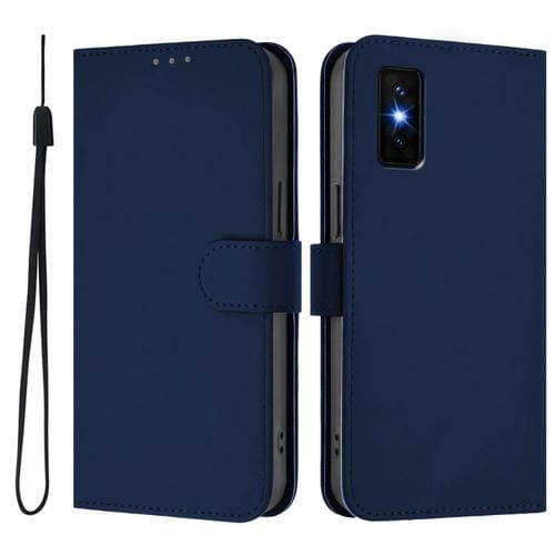 Funda de cuero con textura de piel y cordón para Infinix GT 30 Pro (azul marino)