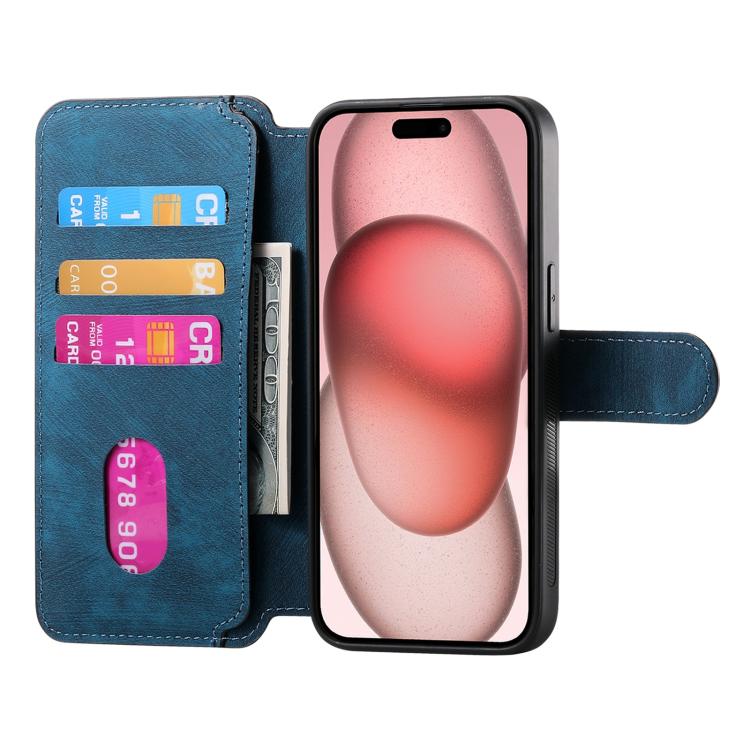 Funda para iPhone 16E Neo Magsafe Rfid Antirrobo Cuero Retro (Azul)