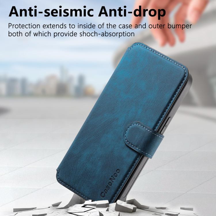 Funda para iPhone 16E Neo Magsafe Rfid Antirrobo Cuero Retro (Azul)