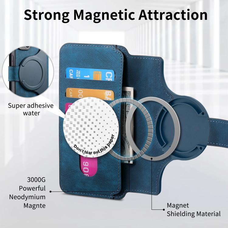 Funda para iPhone 16E Neo Magsafe Rfid Antirrobo Cuero Retro (Azul)