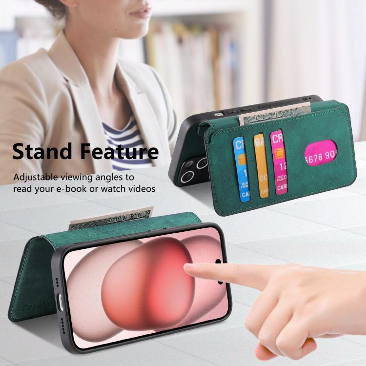 Funda para iPhone 16E Neo Magsafe Rfid Antirrobo de Cuero Retro (Verde)