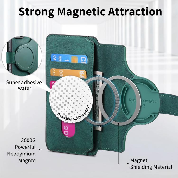 Funda para iPhone 16E Neo Magsafe Rfid Antirrobo de Cuero Retro (Verde)