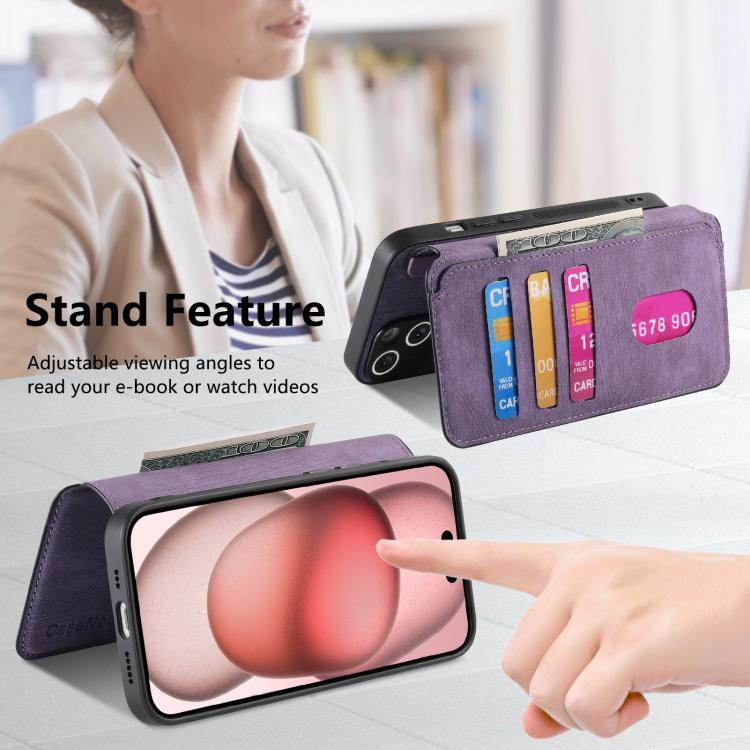 Funda de Cuero Retro Antirrobo con Rfid y Magsafe para iPhone 16E (Morado)