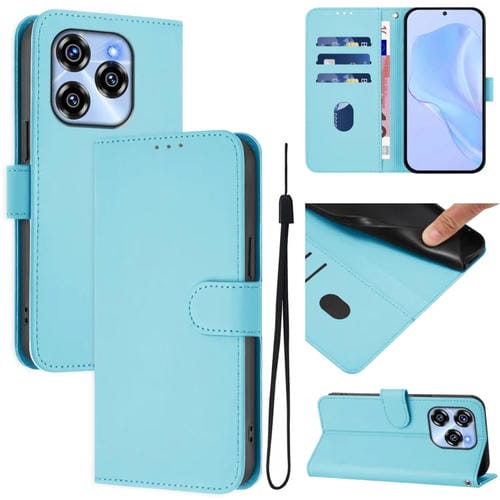 Funda de Piel Sintética con Cordón para Teléfono Oukitel C50 (Azul Cielo)