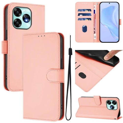 Funda de Piel Sintética con Cordón para Teléfono Umidigi A15/A15C/A15T (Rosa)