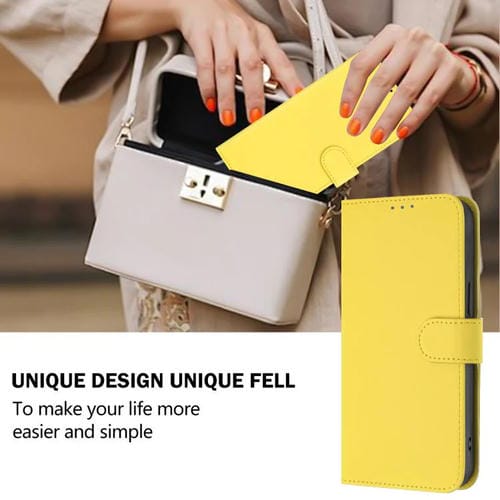 Funda de cuero con textura de piel y cordón para ZTE Blade A52 Lite (amarillo limón)