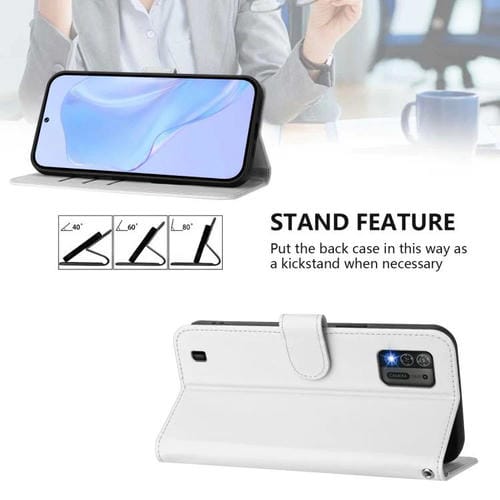 Funda de piel sintética con cordón para ZTE Blade A52 Lite (color blanco)