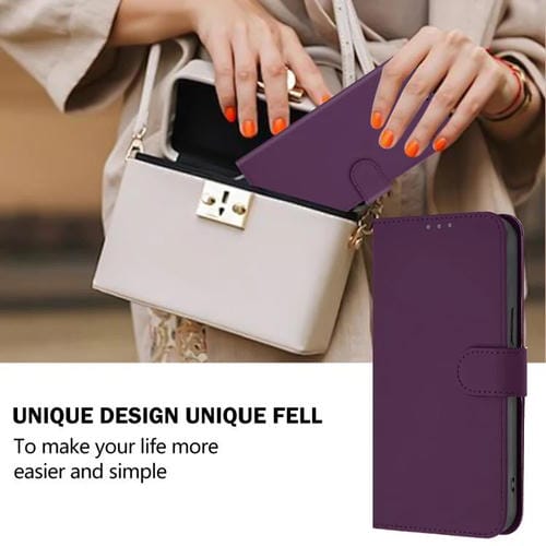 Funda de cuero con textura de piel y cordón para ZTE Blade A52 Lite (violeta)