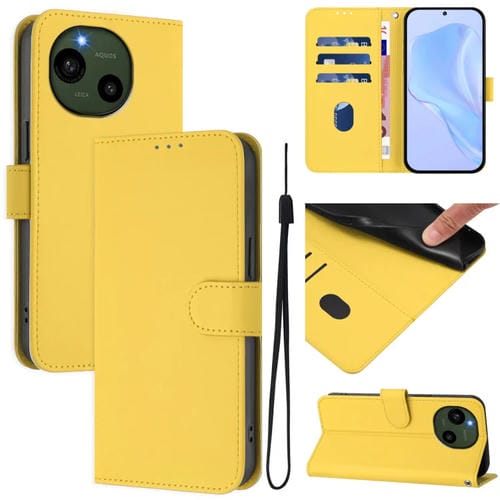 Funda de Piel Sintética con Cordón para Sharp Aquos R9/Sh-51E (Amarillo Limón)