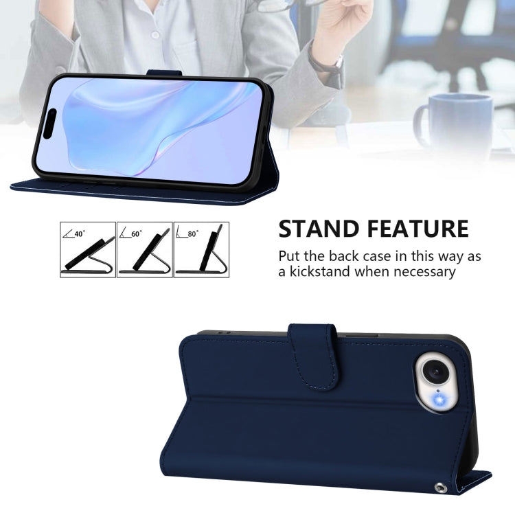 Funda de Piel para iPhone 16E con Cordón (Azul Marino)