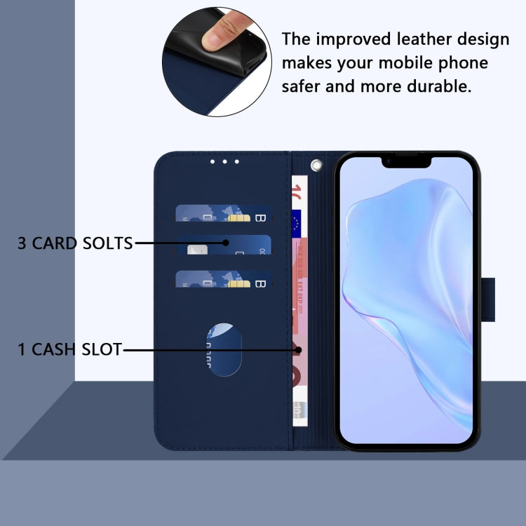 Funda de Piel para iPhone 16E con Cordón (Azul Marino)