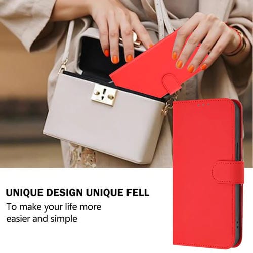 Funda de piel con cordón para Tecno Camon 40 Premier Skin Feel, color liso (rojo)
