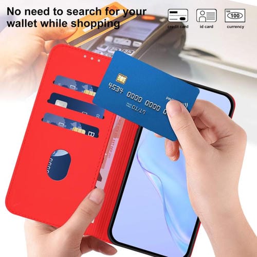 Funda de piel con cordón para Tecno Camon 40 Premier Skin Feel, color liso (rojo)