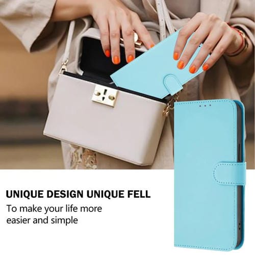 Funda de piel con cordón para Tecno Camon 40 Premier Skin Feel (azul cielo)