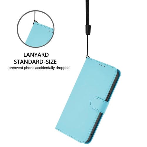 Funda de piel con cordón para Tecno Camon 40 Premier Skin Feel (azul cielo)