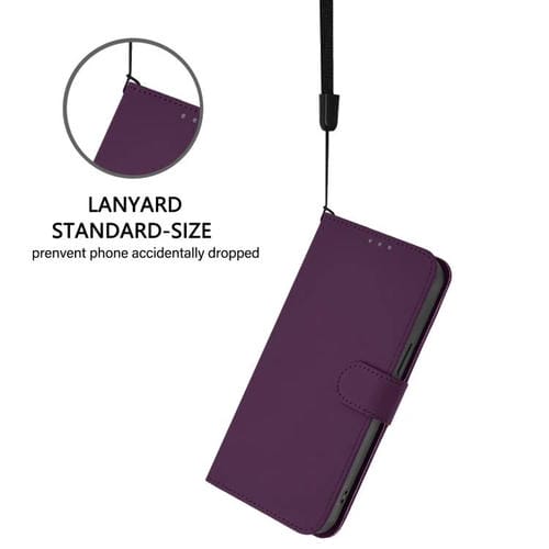 Funda de piel con cordón para Tecno Camon 40 Premier Skin Feel, color liso (violeta)