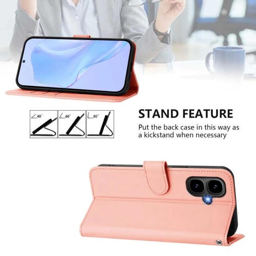 Funda de piel con cordón para Tecno Pop 10, color liso y tacto suave (rosa)