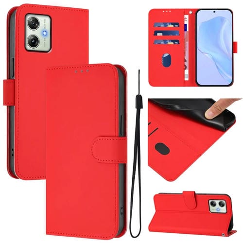 Funda de Piel Sintética con Cordón para Motorola Moto G64 (Rojo)