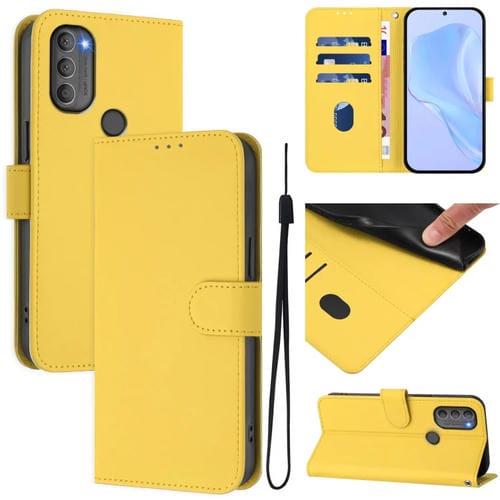 Funda de Piel Sintética con Cordón para Motorola Moto G71 5G (Amarillo Limón)