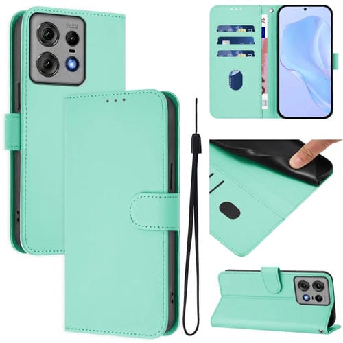 Funda Piel Sintética con Cordón para Motorola Edge 50 Pro (Verde Menta)
