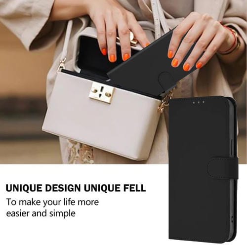 Funda de cuero con textura de piel y cordón para Motorola Moto G15 Power (negro)