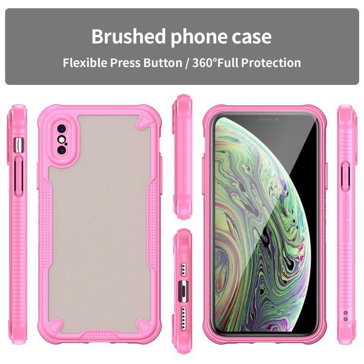 Funda híbrida TPU y PC para iPhone Xs con protección Glaseada (Rosa)