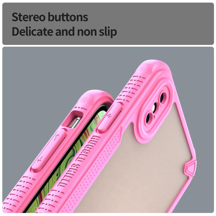 Funda híbrida TPU y PC para iPhone Xs con protección Glaseada (Rosa)