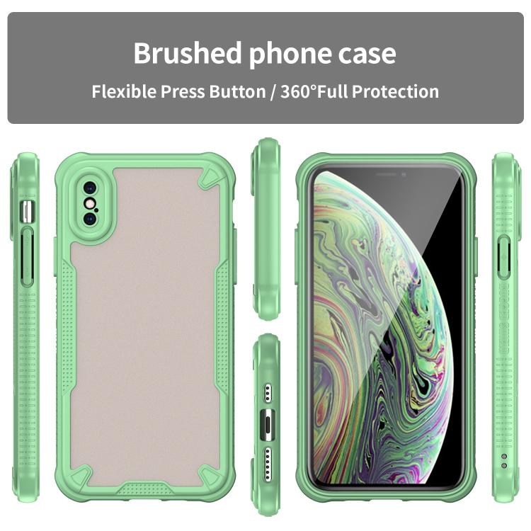 Funda híbrida TPU y PC para iPhone Xs Protección Glaseada (Verde)