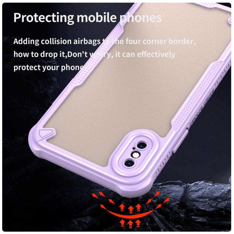 Funda Híbrida TPU y PC para iPhone Xs Protección Glaseada (Morado)