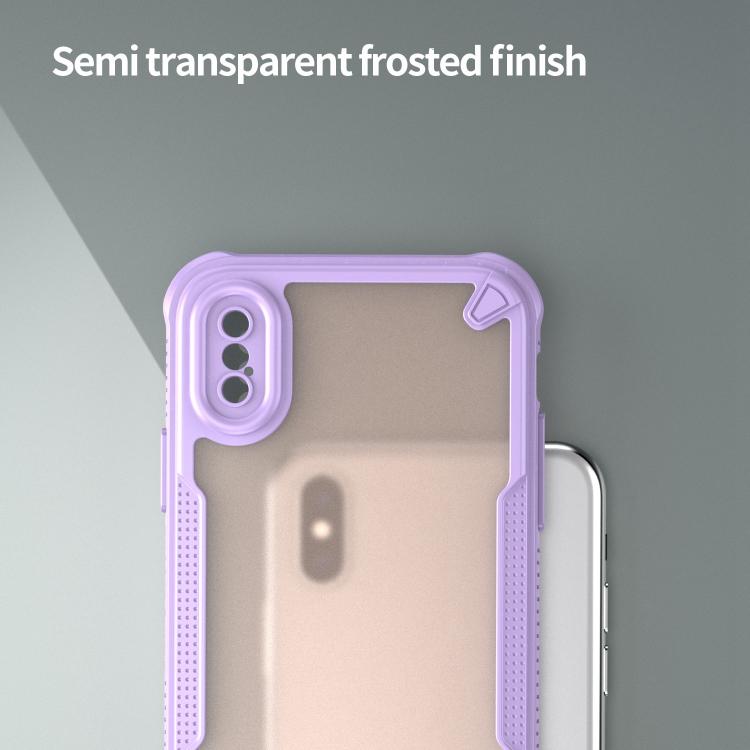 Funda Híbrida TPU y PC para iPhone Xs Protección Glaseada (Morado)