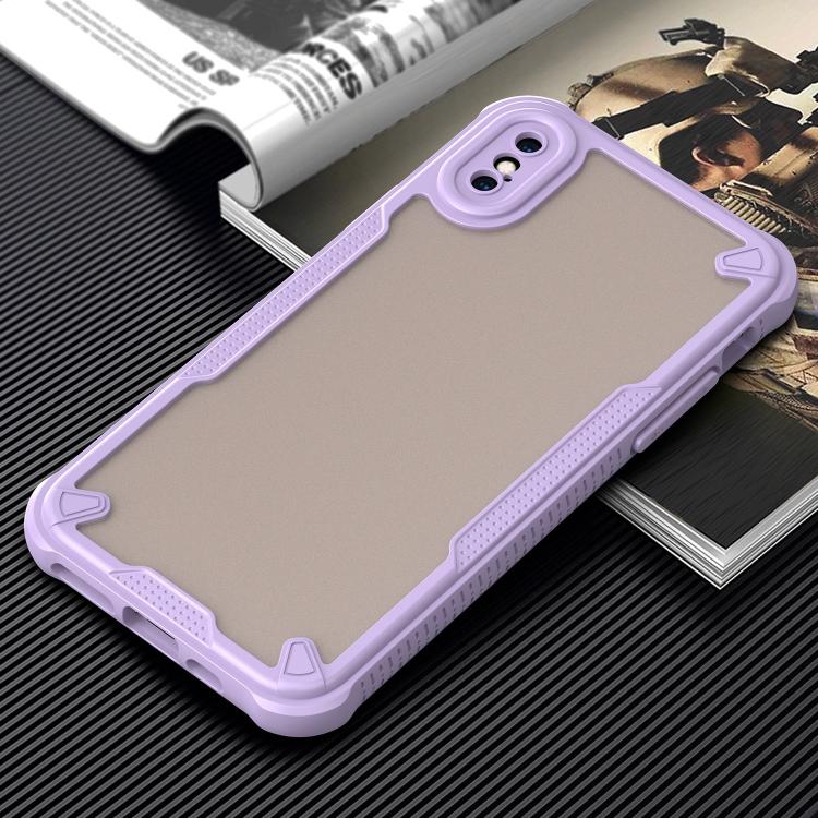 Funda Híbrida TPU y PC para iPhone Xs Protección Glaseada (Morado)