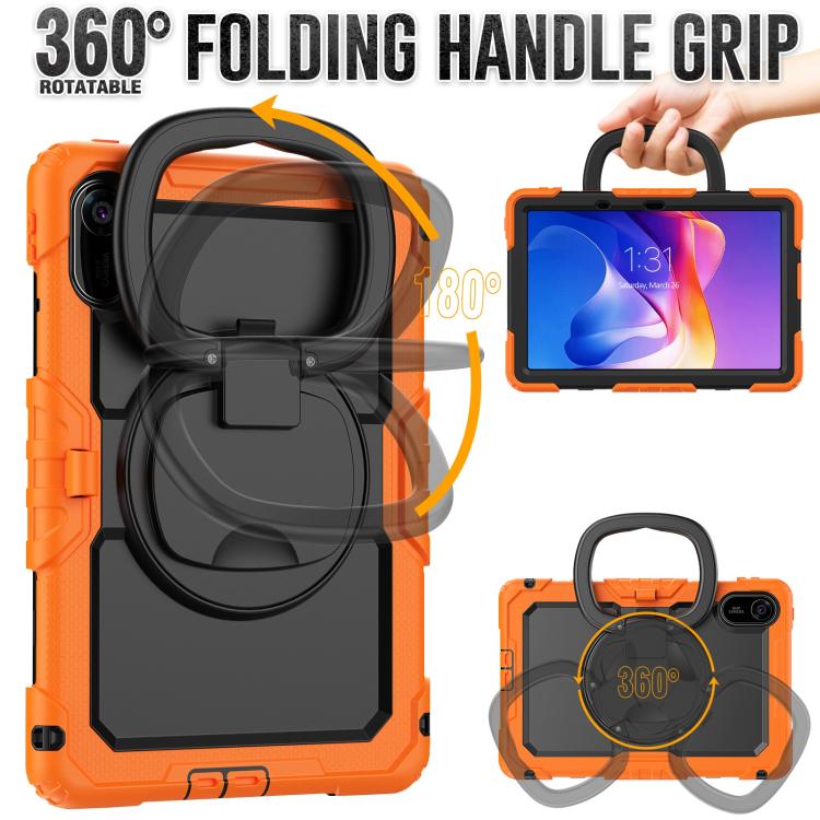 Funda híbrida de silicona tipo D para Xiaomi Redmi Pad 2, con asa y soporte (naranja)