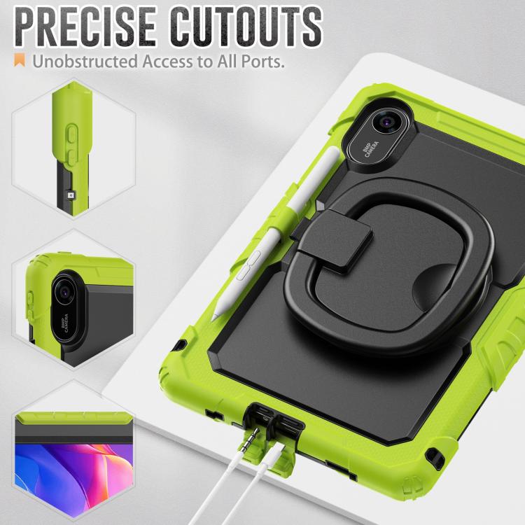 Funda híbrida de silicona tipo D para Xiaomi Redmi Pad 2, con asa y soporte (amarillo y verde)