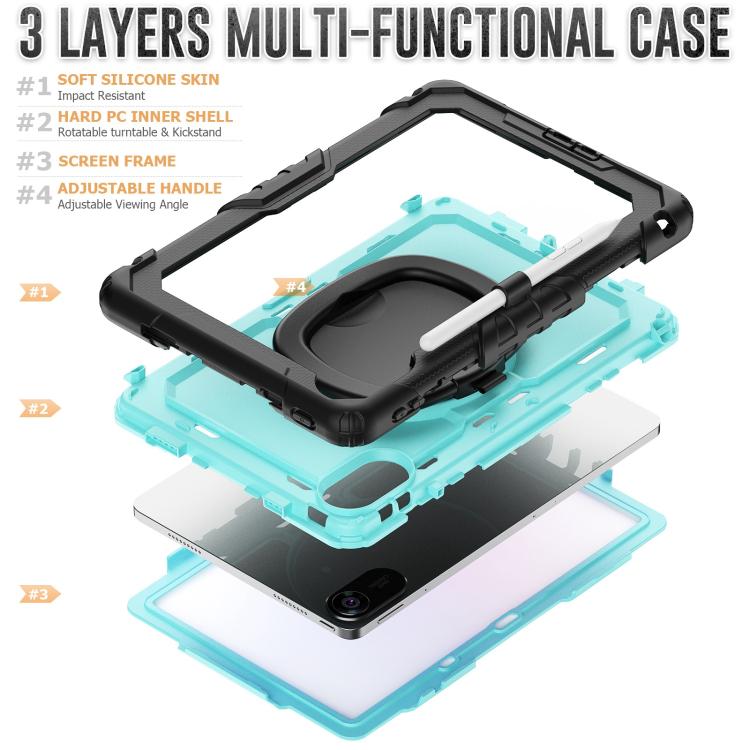 Funda híbrida de silicona tipo D para Xiaomi Redmi Pad 2, con asa y soporte (PC azul claro)