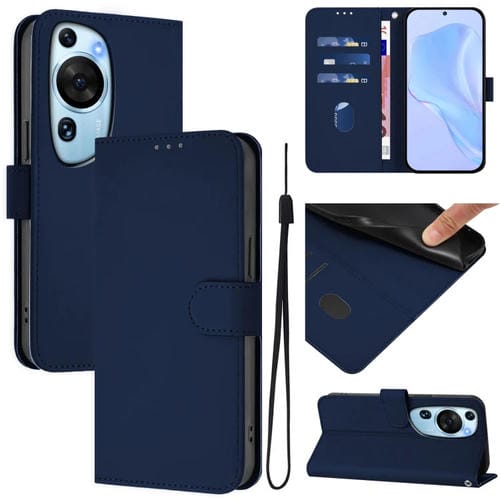 Funda de Cuero con Cordón para Huawei P60 Art Skin Feel (Azul Marino)