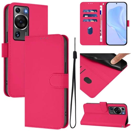 Funda de Piel Sintética con Cordón para Huawei P60 y P60 Pro (Rosa)