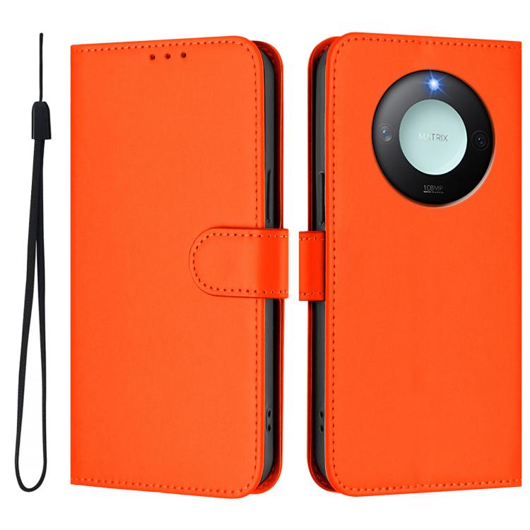 Funda de Cuero con Textura Global para Honor X9C con Cordón y Piel Lisa (Naranja)