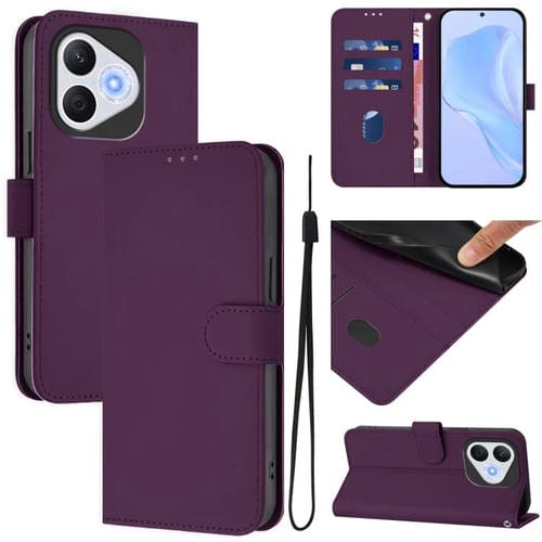 Funda de Cuero con Textura de Piel y Cordón para Honor 400 Lite (Violeta)